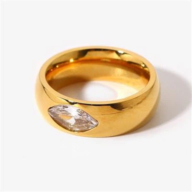 Marquise Cut Clear Quartz Ring Band