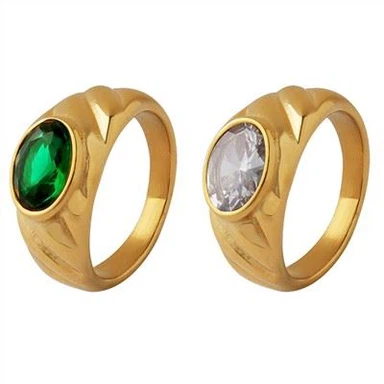 Modrwy Croissant Aur Plated Zircon Aur