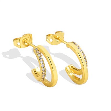 Clustdlysau Cylch dwbl Pavé