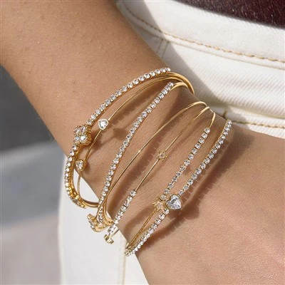 Calon CZ Bangle Agored Dwbl