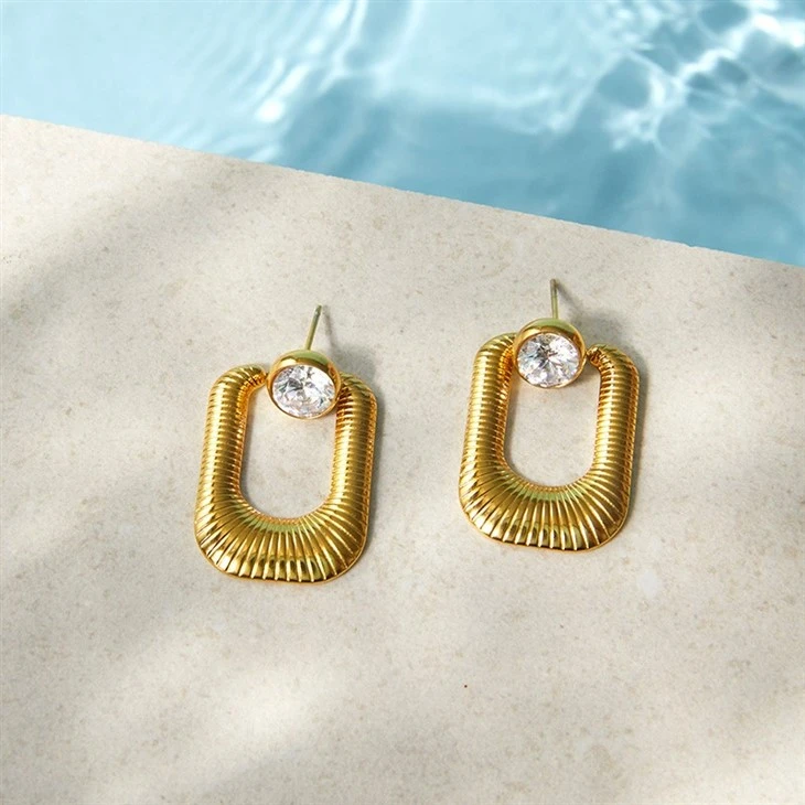 Minimal CZ Rectangle Hoops factory