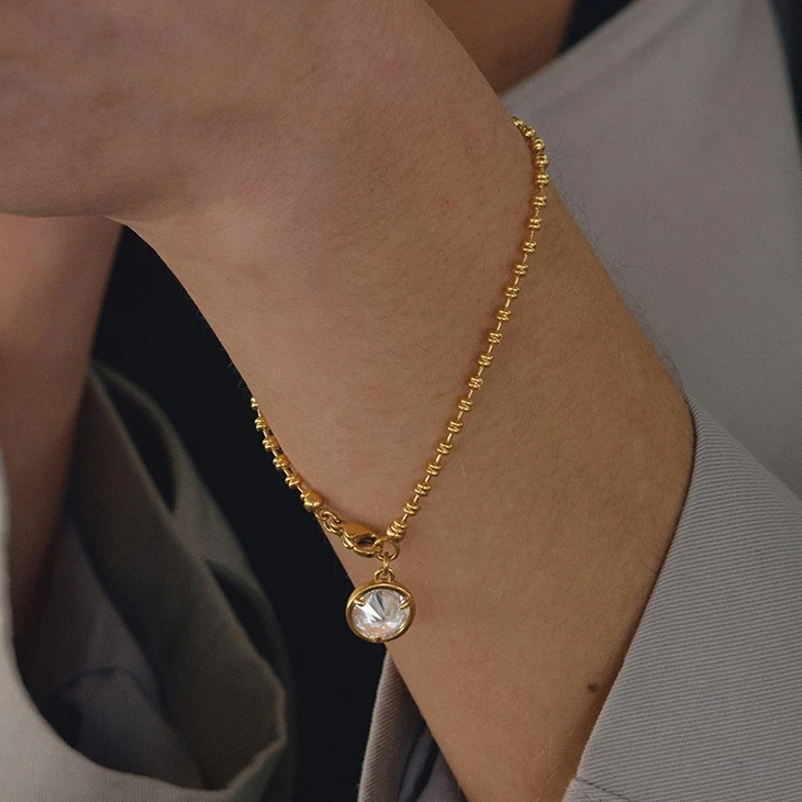 Round CZ Bezel Pendant Bracelet best